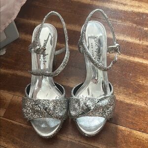 Kate Spade Silver Heels with Crystal Embellishments